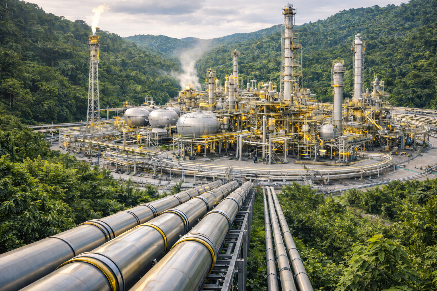 Home industrial facility in tropical rainforest
